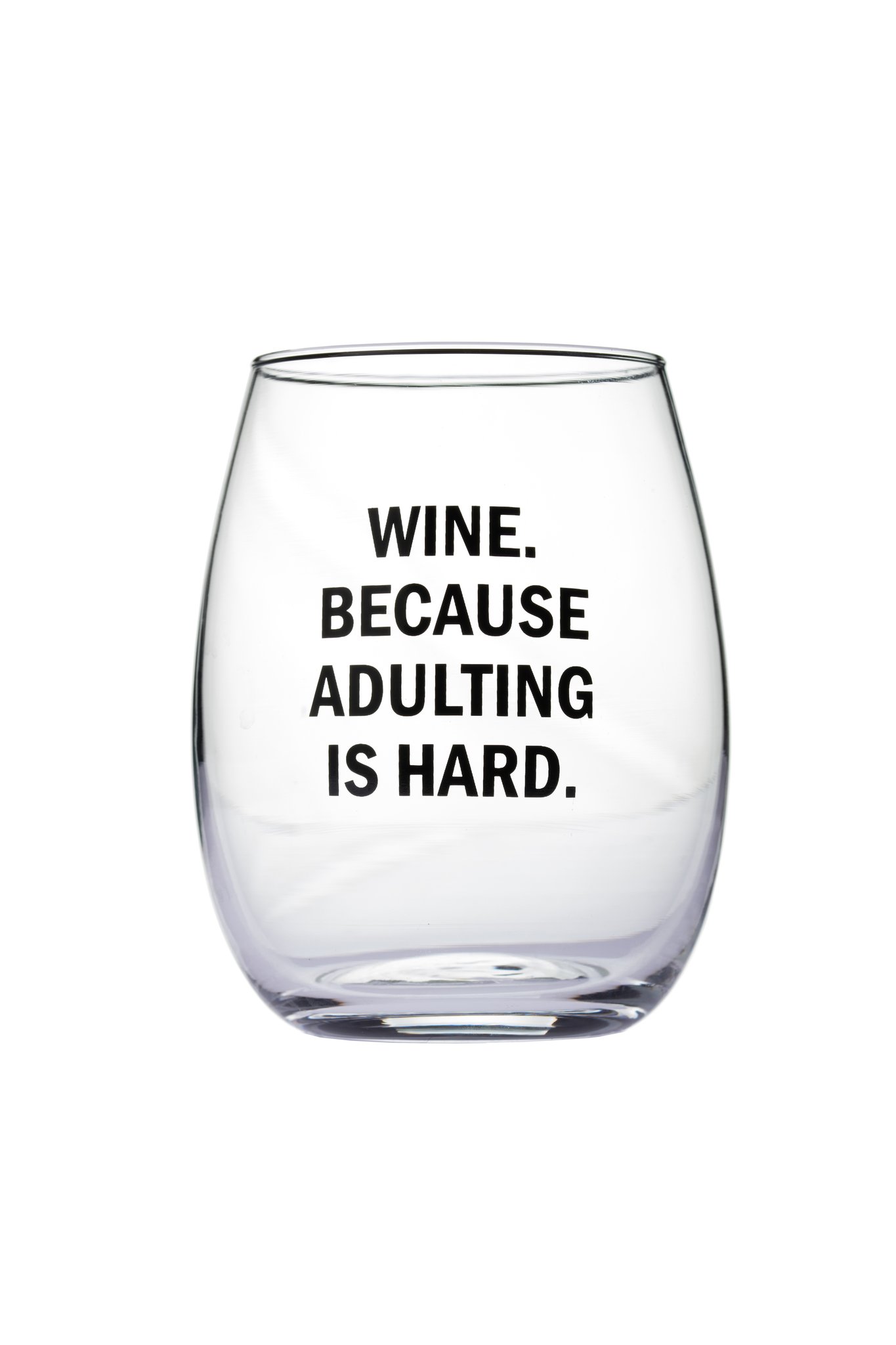 Image for 'WINE, BECAUSE ADULTING IS HARD' STEMLESS WINE GLASS